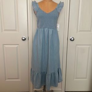 OLD NAVY smocked denim midi dress size M